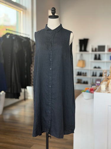 CP Shades Navy Linen Collared Dress, large