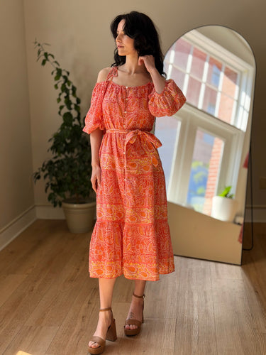 Cleobella NWT Peach Floral Dress, Medium