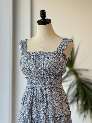 Gap x Doen NWT Blue Floral Tiered Dress, Small