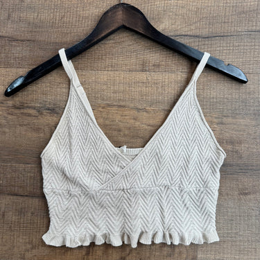 Free People Oatmeal Ruffle Tank, XS
