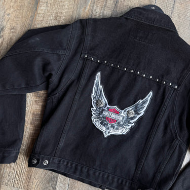 Harley Davidson Black Denim Jacket, Small