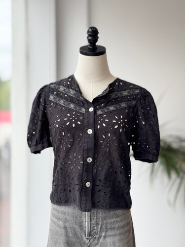 Wilfred Eyelet Black Blouse, XSmall