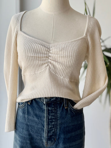 Reformation Katie Cashmere Sweater in Cream, Medium