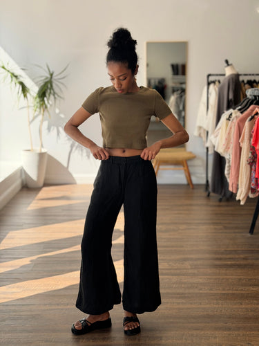 La Ligne Black Seam Wide Leg Pants, 2
