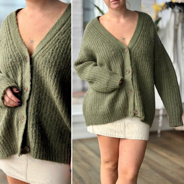 Jenni Kayne Alpaca Blend Cocoon Cardigan in Olive, Medium