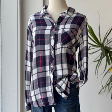 Rails Blue & White Plaid Button Up, Medium