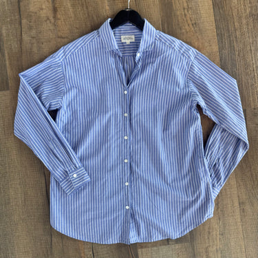 Trovata Birds of Paradis Blue Striped Button Up Shirt, 1