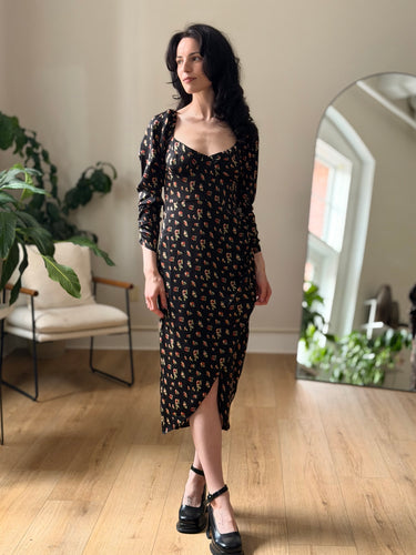ASTR NWT Black Floral Midi Dress, Small