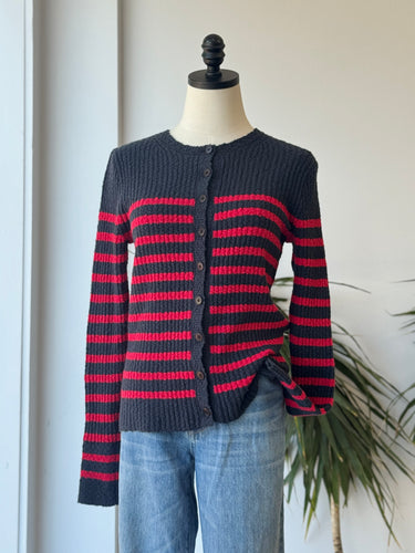 Madewell NWT Navy & Red Stripe Cardigan, Large