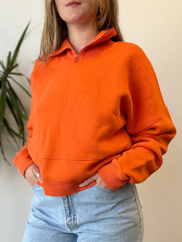 Outdoor Voices Bright Orange Crop Half Zip, Medium