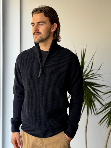 Rodd & Gunn Navy Wool Half Zip Sweater, Men's Large