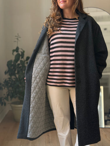 Amente Cocoon Sleeve Maxi Coat in Charcoal, M/L