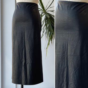 Commando Black Faux Leather Midi Skirt, Large