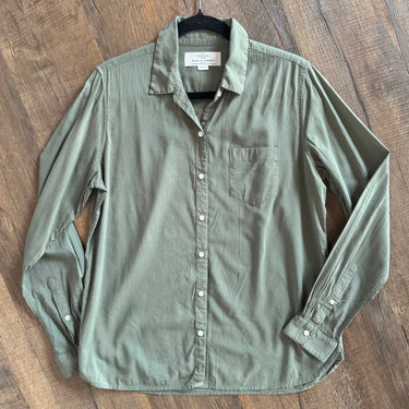 Trovata Birds of Paradis Green Button Up Shirt, Medium