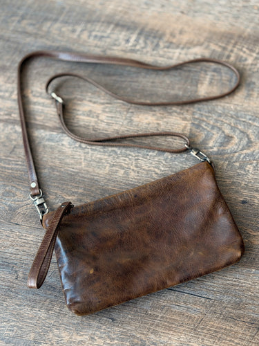 Rough & Tumble Small Pinch Bottom Traveler Bag in Rustic Pecan