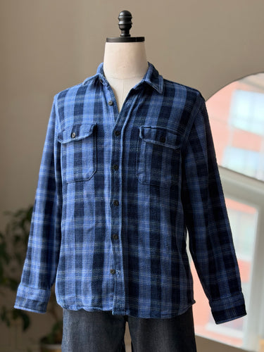 Taylor Stitch Blue Plaid Heavyweight Button Up Shirt, 42