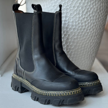 Ganni AS IS Cleated Mid Chelsea Boots, 40
