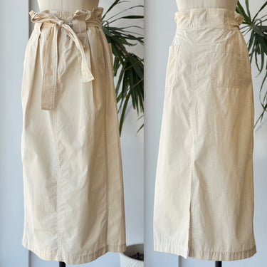 Sayaka Davis Organic Cotton Paperbag Midi Skirt in Ecru, Large