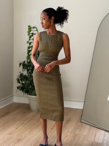 La Ligne Victoria Dress In Khaki Green- General Wear, XSmall