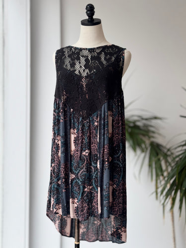 Free People NWT Dark Floral Tunic, Medium