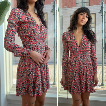 Reformation Floral Wrap Dress, Small