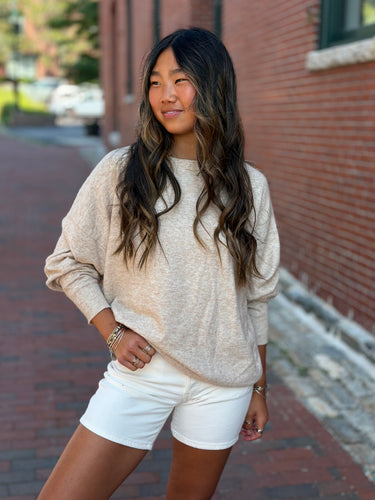 Jenni Kayne Oat Crewneck Sweater, Medium