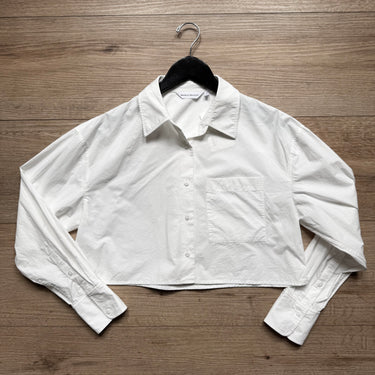 Meilleur Moment Cropped White Button Up Shirt, 4