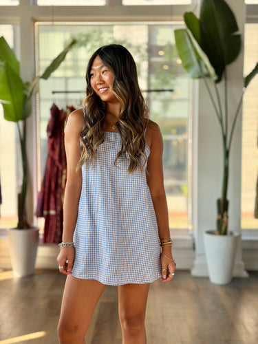 Reformation Pink and Blue Gingham Mini Dress, Small
