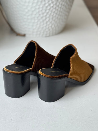 Intentionally Blank Rib Peep Toe Mules, 7