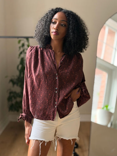 Doen Rose Blouse In Dark Burgundy, XSmall
