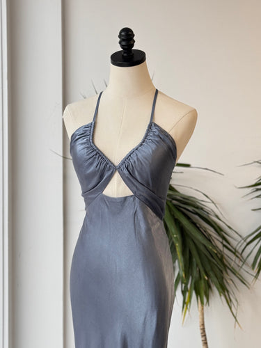 Shona Joy NWT Ruched Bodice Midi Dress in Blue Smoke, US 4
