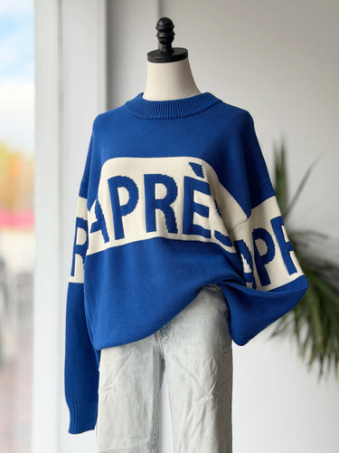 Alp N Rocks NWT Apres Logo Blue Sweater, Medium