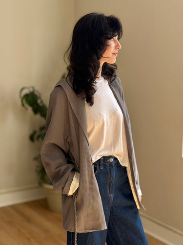Rodebjar Gray Belted Blazer Jacket, Small