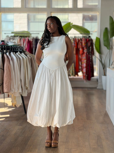 Dissh NWT James White Bubble Midi Dress, 10