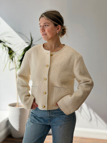Reformation Dale Crop Jacket in Ivory, Large
