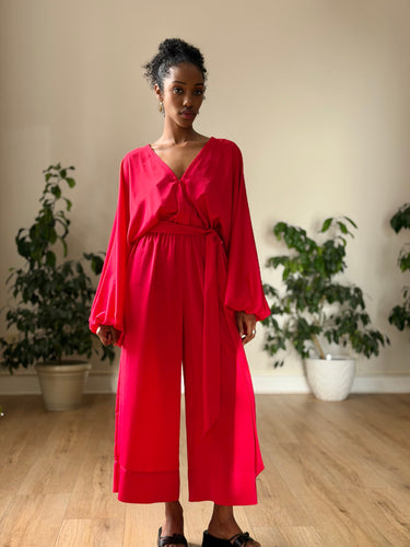 Rhode Wide Leg Blake Crepe Jumpsuit- altered hem, XSmall