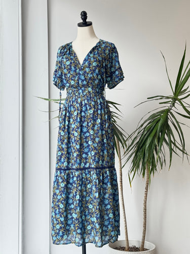 Banjana Blue Floral Midi Dress, XSmall