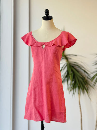 Reformation Ira Pink Linen Mini Dress, 8