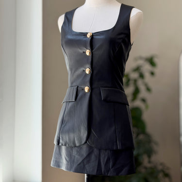 Amanda Uprichard Faux Leather Skirt Vest Dress/Skort, XSmall