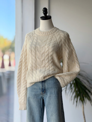 Samsoe Samsoe Carola Cable Knit Sweater in Tapioca, XSmall