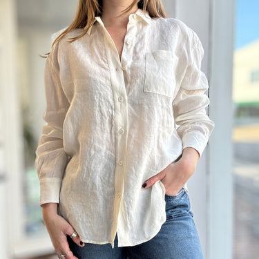 Jenni Kayne Linen Ivory Button Up, Small