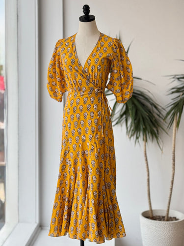 Rhode Fiona Yellow Wrap Dress, XSmall