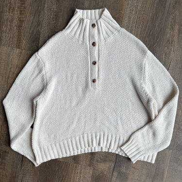 Ciao Lucia Organic Hemp/Supima Cotton Ivory Knit Pullover Sweater, Large