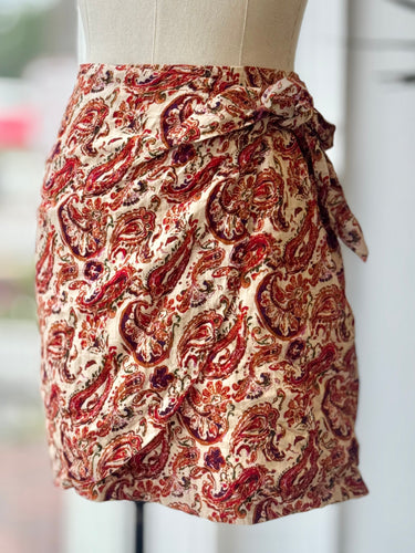 Sezane Pacome Paisley Riviera Wrap Skirt, 44/12