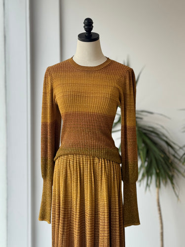Ulla Johnson Drax Metallic Pullover Top in Gold, Small