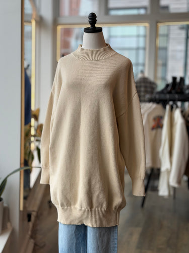 Misha & Puff AS IS Cream Mock Neck Tunic Sweater, XS/S