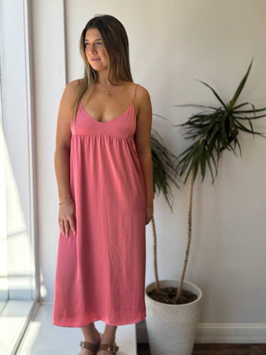 Wilfred Pink Satiny Midi Dress, Medium
