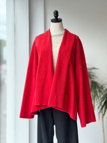 Eileen Fisher Poppy Red Boiled Wool Coat, XLarge