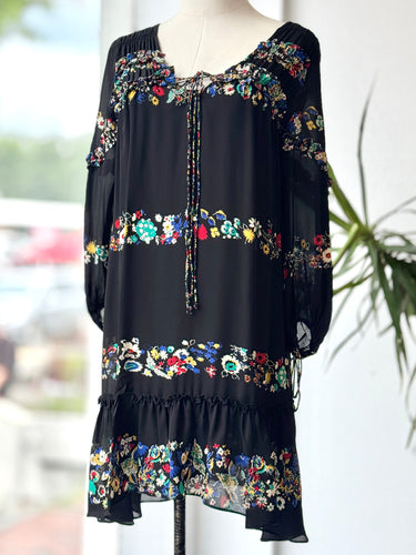 Derek Lam 10 Crosby Black Floral Sheer Dress, 0