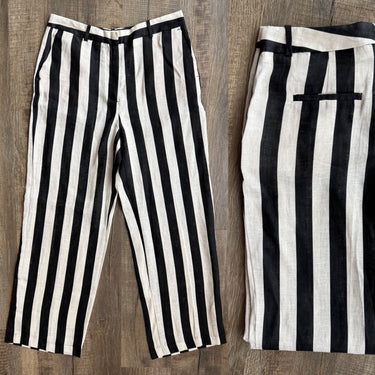 Zara Striped Linen Pants, Large